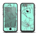 The Teal & Brown Thin Flower Pattern Apple iPhone 6/6s LifeProof Fre Case Skin Set