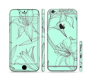 The Teal & Brown Thin Flower Pattern Sectioned Skin Series for the Apple iPhone 6/6s