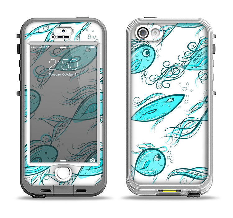 The Teal Fishies Apple iPhone 5-5s LifeProof Nuud Case Skin Set