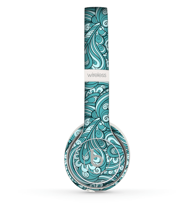 The Teal Floral Paisley Pattern Skin Set for the Beats by Dre Solo 2 Wireless Headphones
