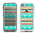 The Teal & Gold Tribal Ethic Geometric Pattern Apple iPhone 5-5s LifeProof Fre Case Skin Set