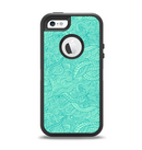 The Teal Leaf Laced Pattern Apple iPhone 5-5s Otterbox Defender Case Skin Set