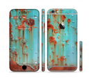 The Teal Painted Rustic Metal Sectioned Skin Series for the Apple iPhone 6/6s