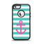 The Teal Striped Pink Anchor Apple iPhone 5-5s Otterbox Defender Case Skin Set