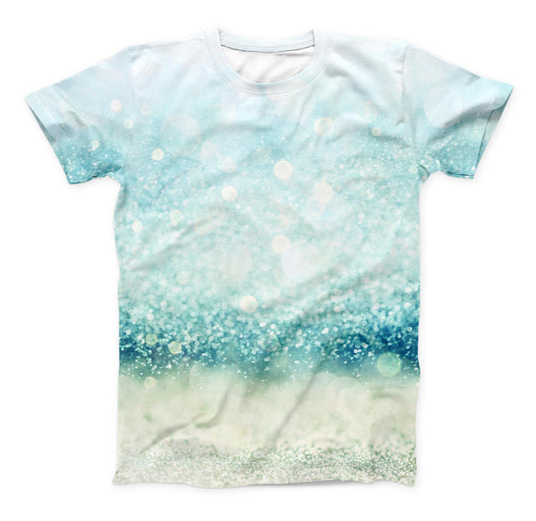 The Teal and Aqua Unfocused Sparkling Orbs ink-Fuzed Unisex All Over Full-Printed Fitted Tee Shirt