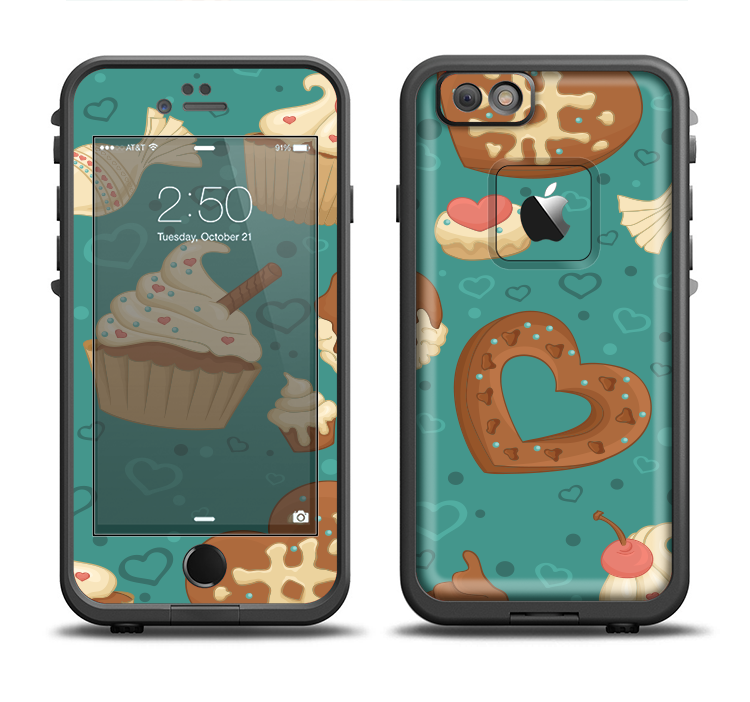 The Teal and Brown Dessert iCons Apple iPhone 6/6s LifeProof Fre Case Skin Set