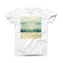 The Teal and Gold Unfocused Orbs of Light ink-Fuzed Front Spot Graphic Unisex Soft-Fitted Tee Shirt