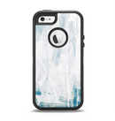 The Teal and White WaterColor Panel Apple iPhone 5-5s Otterbox Defender Case Skin Set
