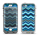 The Thin Striped Blue Layered Chevron Pattern Apple iPhone 5-5s LifeProof Nuud Case Skin Set