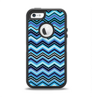 The Thin Striped Blue Layered Chevron Pattern Apple iPhone 5-5s Otterbox Defender Case Skin Set