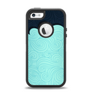 The Aqua Green Abstract Swirls with Dark Apple iPhone 5-5s Otterbox Defender Case Skin Set