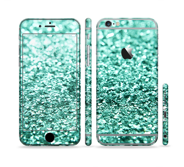 The Aqua Green Glimmer Sectioned Skin Series for the Apple iPhone 6/6s