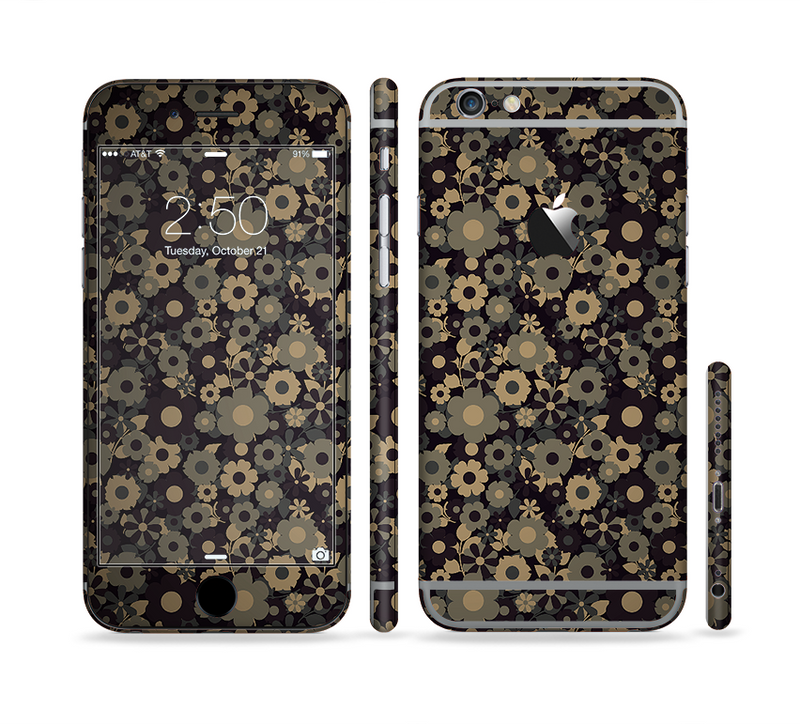 The Tiny Gold Floral Sprockets Sectioned Skin Series for the Apple iPhone 6/6s Plus