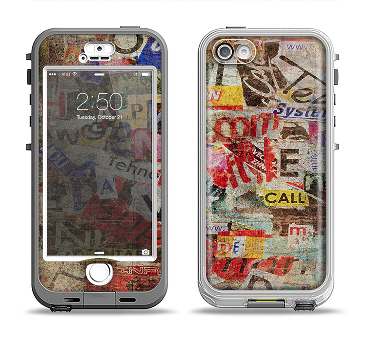 The Torn Newspaper Letter Collage V2 Apple iPhone 5-5s LifeProof Nuud Case Skin Set