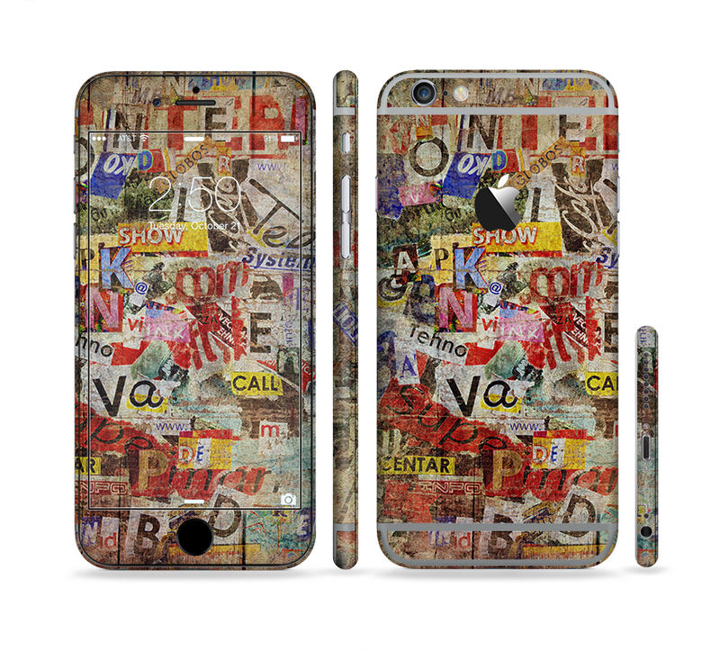 The Torn Newspaper Letter Collage V2 Sectioned Skin Series for the Apple iPhone 6/6s