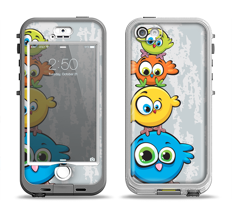 The Tower of Highlighted Cartoon Birds Apple iPhone 5-5s LifeProof Nuud Case Skin Set