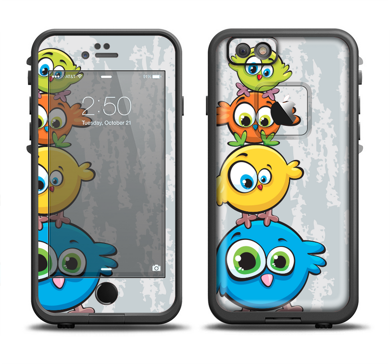 The Tower of Highlighted Cartoon Birds Apple iPhone 6/6s LifeProof Fre Case Skin Set