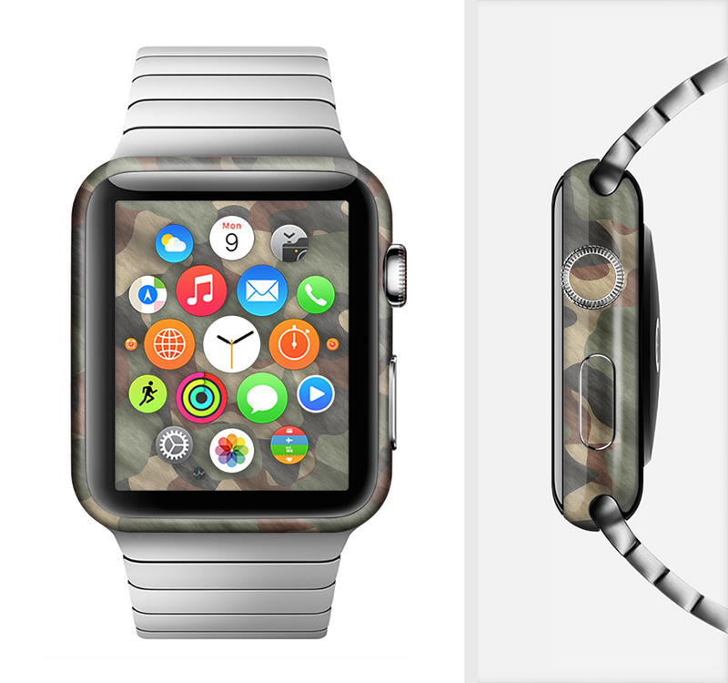 The Traditional Camouflage Fabric Pattern Full-Body Skin Set for the Apple Watch