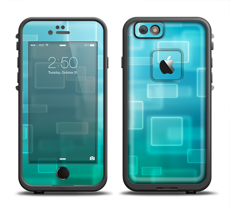 The Transparent Green & Blue 3D Squares Apple iPhone 6/6s LifeProof Fre Case Skin Set