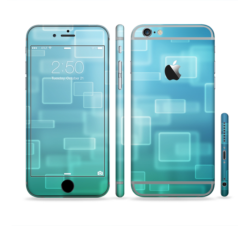 The Transparent Green & Blue 3D Squares Sectioned Skin Series for the Apple iPhone 6/6s