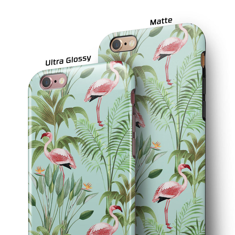 The Tropical Flamingo Scene iPhone 6/6s or 6/6s Plus 2-Piece Hybrid INK-Fuzed Case