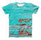 The Turquoise Chipped Paint on Wood ink-Fuzed Unisex All Over Full-Printed Fitted Tee Shirt