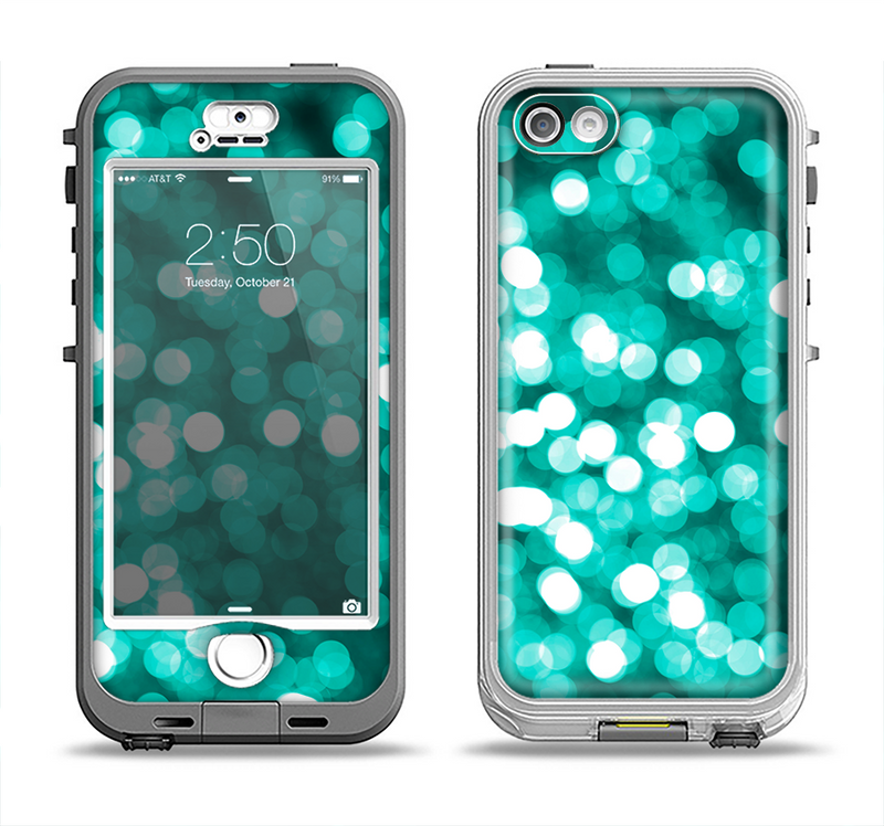 The Unfocused Teal Orbs of Light Apple iPhone 5-5s LifeProof Nuud Case Skin Set
