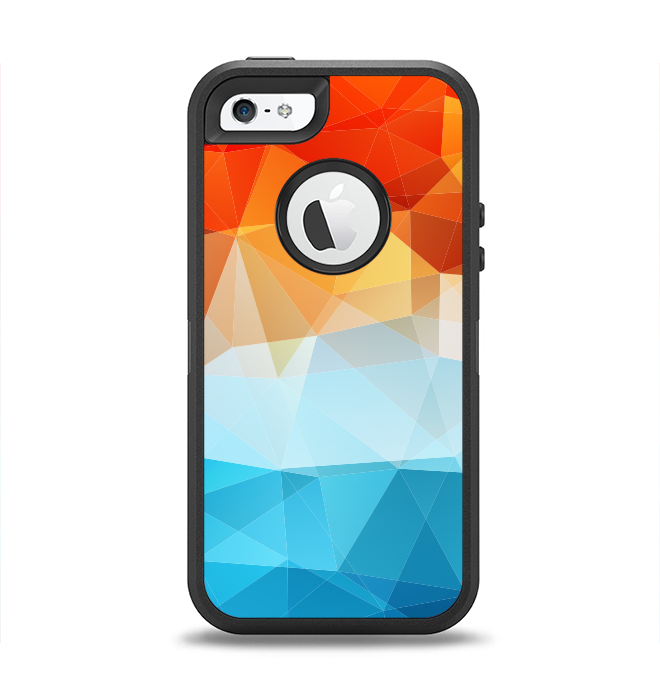 The Vector Abstract Shaped Blue-Orange Overlay Apple iPhone 5-5s Otterbox Defender Case Skin Set