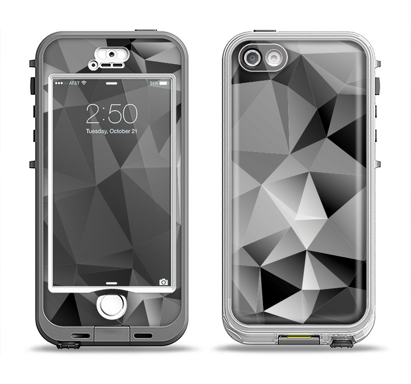 The Vector Black & White Abstract Connect Pattern Apple iPhone 5-5s LifeProof Nuud Case Skin Set
