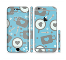 The Vector Blue & Gray Coffee Hearts Pattern Sectioned Skin Series for the Apple iPhone 6/6s Plus