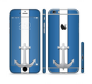 The Vector Blue and Gray Anchor with White Stripe Sectioned Skin Series for the Apple iPhone 6/6s Plus