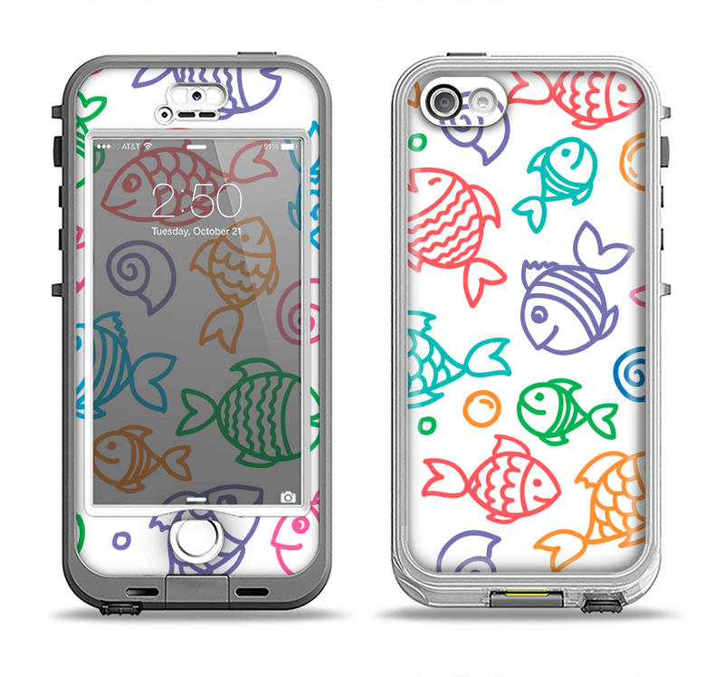 The Vector Color-FIsh Apple iPhone 5-5s LifeProof Nuud Case Skin Set
