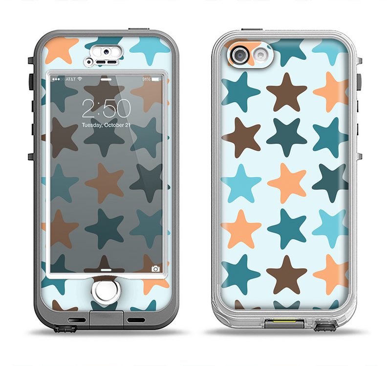 The Vector Colored Starfish V1 Apple iPhone 5-5s LifeProof Nuud Case Skin Set