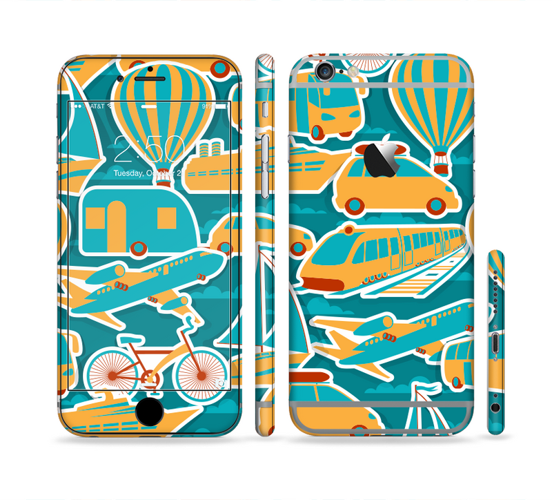 The Vector Colored Transportation Clipart Sectioned Skin Series for the Apple iPhone 6/6s Plus