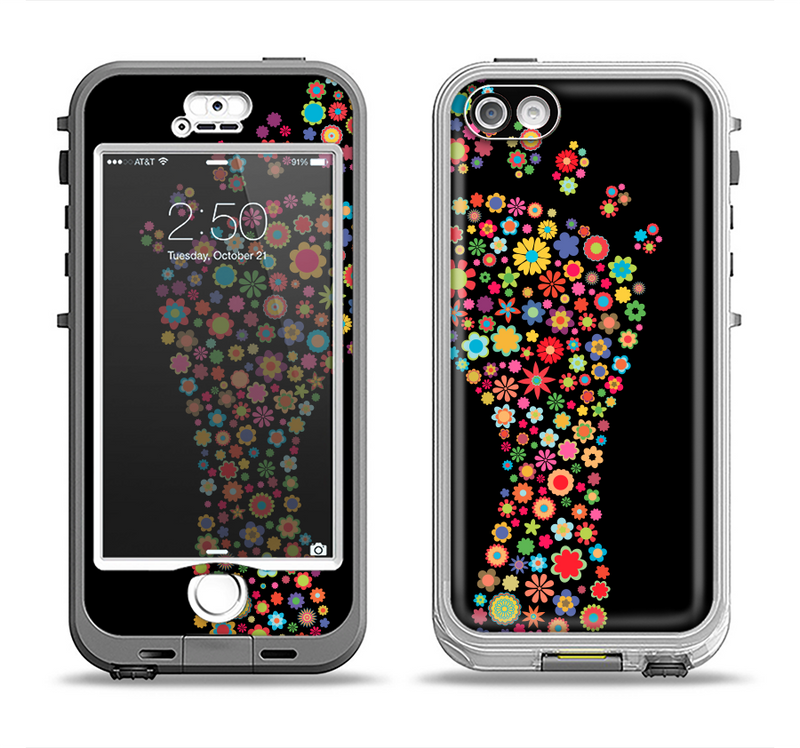 The Vector Floral Feet Icon Collage Apple iPhone 5-5s LifeProof Nuud Case Skin Set