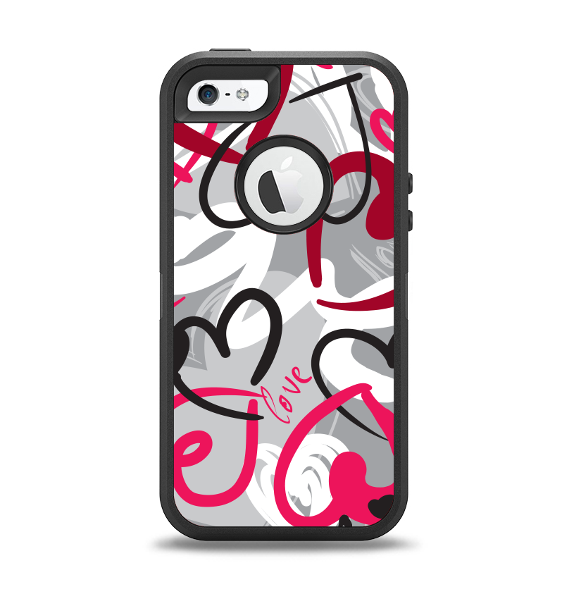 The Vector Love Hearts Collage Apple iPhone 5-5s Otterbox Defender Case Skin Set