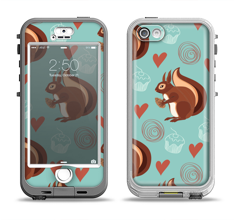 The Vector Love & Nuts Squirrel Apple iPhone 5-5s LifeProof Nuud Case Skin Set