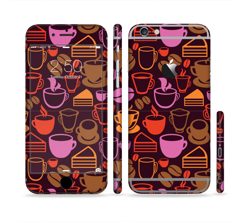 The Vector Orange & Pink Coffee Time Sectioned Skin Series for the Apple iPhone 6/6s Plus