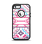The Vector Pink & White Modern Aztec Pattern Apple iPhone 5-5s Otterbox Defender Case Skin Set