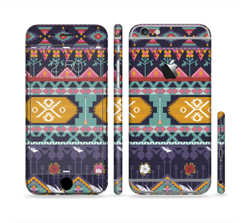 The Vector Purple and Colored Aztec pattern V4 Sectioned Skin Series for the Apple iPhone 6/6s Plus