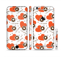 The Vector Red Hearts with Coffee Mugs Sectioned Skin Series for the Apple iPhone 6/6s