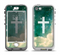 The Vector White Cross v2 over Cloudy Abstract Green Nebula Apple iPhone 5-5s LifeProof Nuud Case Skin Set