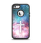 The Vector White Cross v2 over Colorful Neon Space Nebula Apple iPhone 5-5s Otterbox Defender Case Skin Set