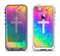 The Vector White Cross v2 over Neon Color Fushion V2 Apple iPhone 5-5s LifeProof Fre Case Skin Set