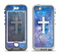 The Vector White Cross v2 over Purple Nebula Apple iPhone 5-5s LifeProof Nuud Case Skin Set