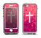 The Vector White Cross v2 over Unfocused Pink Glimmer Apple iPhone 5-5s LifeProof Nuud Case Skin Set