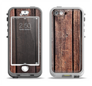 The Vetrical Raw Dark Aged Wood Planks Apple iPhone 5-5s LifeProof Nuud Case Skin Set