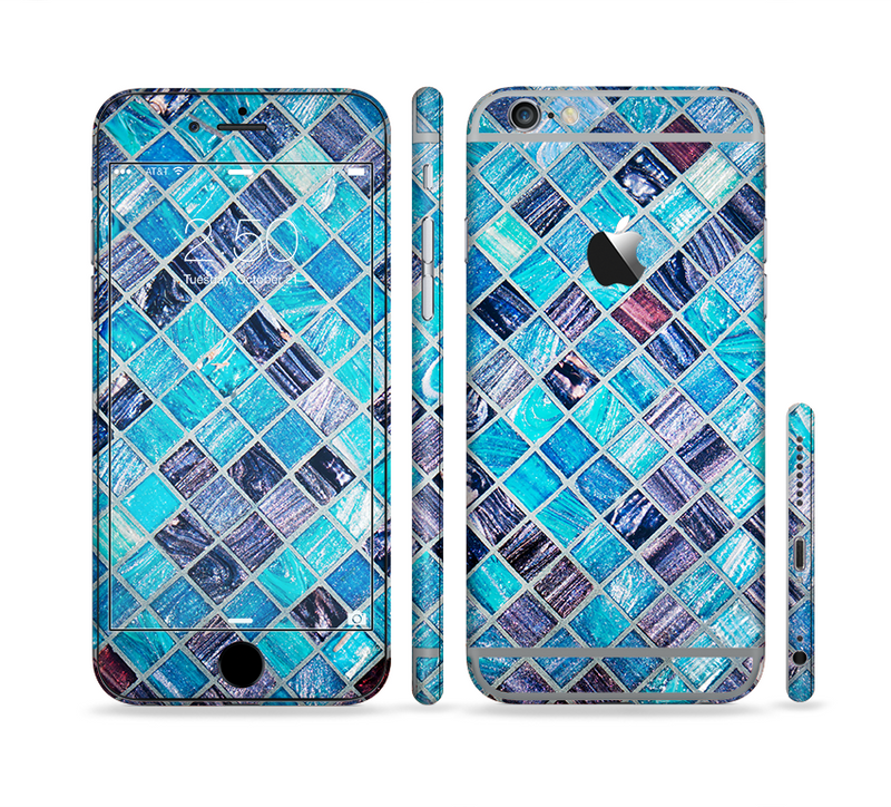 The Vibrant Blue Glow-Tiles Sectioned Skin Series for the Apple iPhone 6/6s Plus