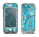 The Vibrant Blue and White Paisley Design  Apple iPhone 5-5s LifeProof Nuud Case Skin Set