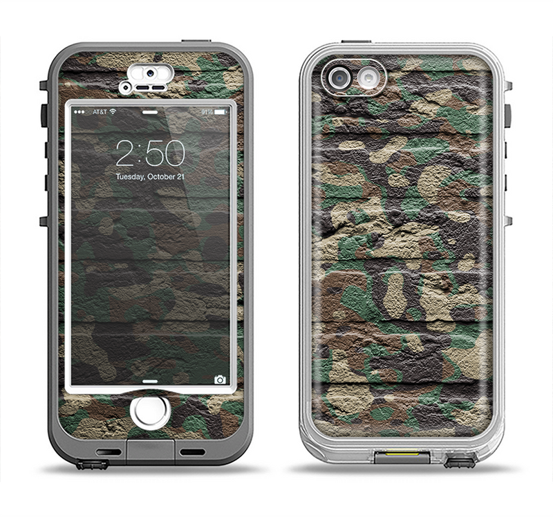 The Vibrant Brick Camouflage Wall Apple iPhone 5-5s LifeProof Nuud Case Skin Set
